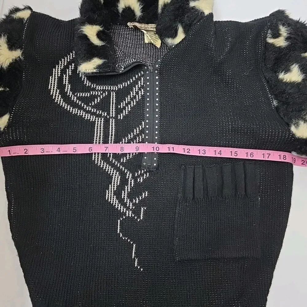 Vintage Chaumière aux Tricots Paris Sz S Sweater Wool Blend Graphic Avant-garde